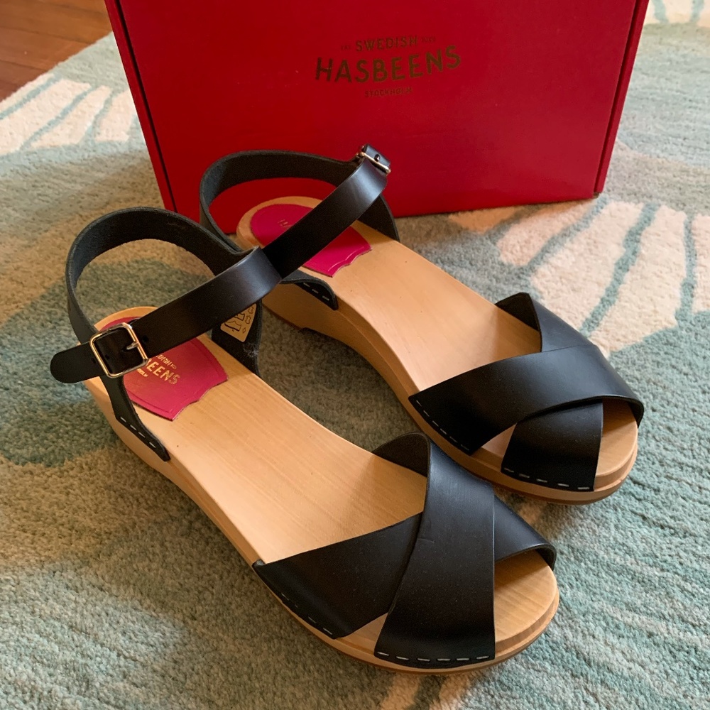 New Swedish Hasbeens, Mirja Debutant, Black, Size 40, Sandal Clog